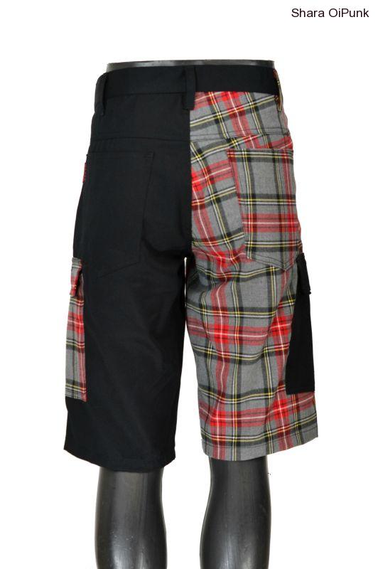 Punk kraťasy s bočníma kapsama černá/šedé káro S 