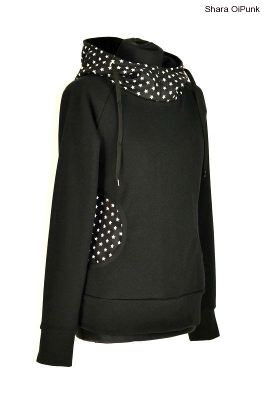 Punk mikinošaty (délka +18 cm) černá - SKLADEM vel.S 