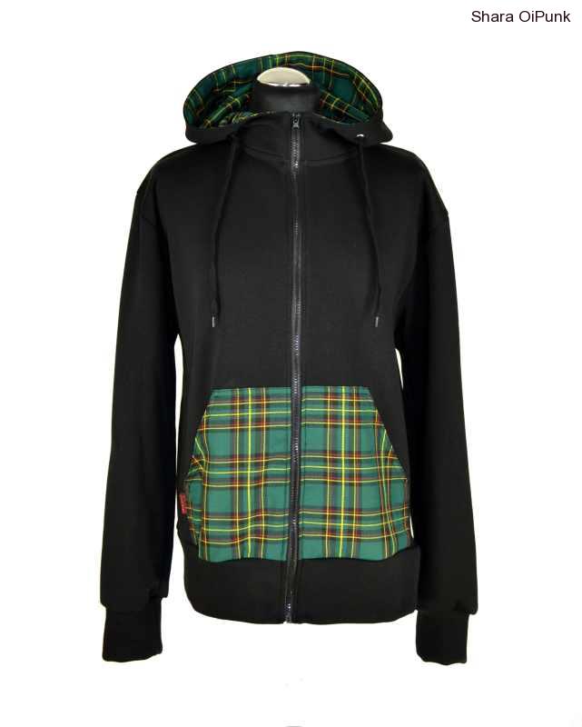 Punk mikina na zip, zelená kostka - SKLADEM 3ks- L