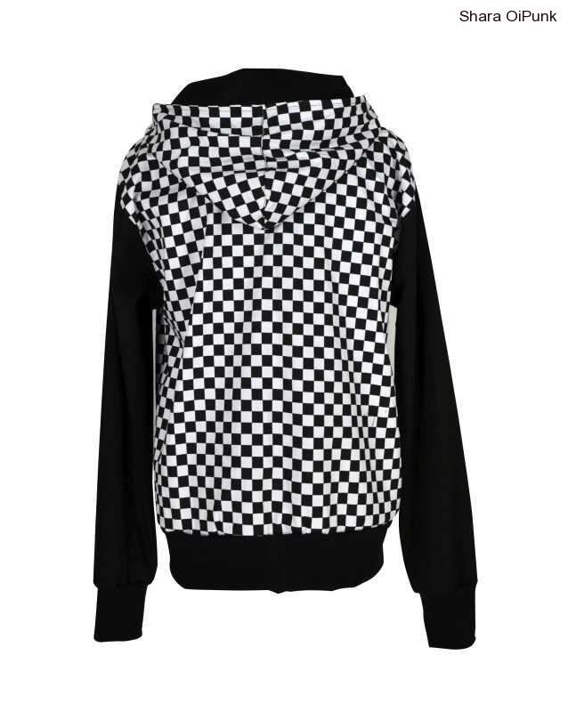 Punk černá celoroční bunda bílá SKA kostka-SKLADEM 2ks -L