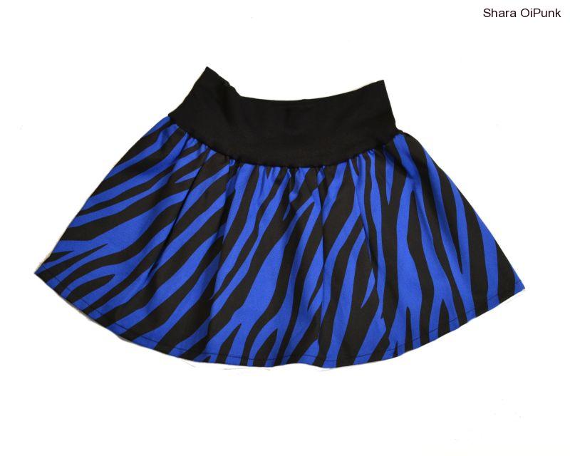 PUNK sukně do nápletu - modrá zebra-SKLADEM 2ks-M
