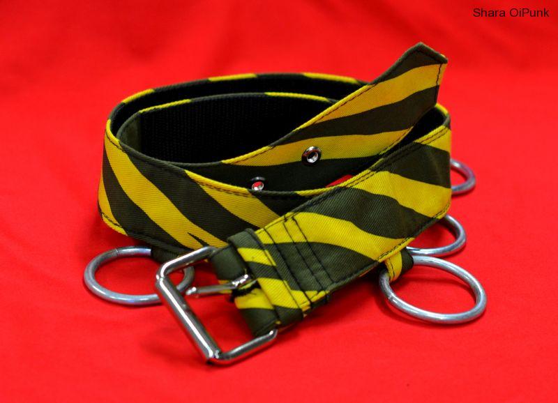 Punk pásek - 6 kruhů ŽLUTÁ ZEBRA -SKLADEM vel S