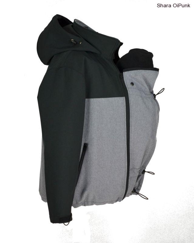 Pánská softshellová nosící bunda - šedá žíhaná/černá
