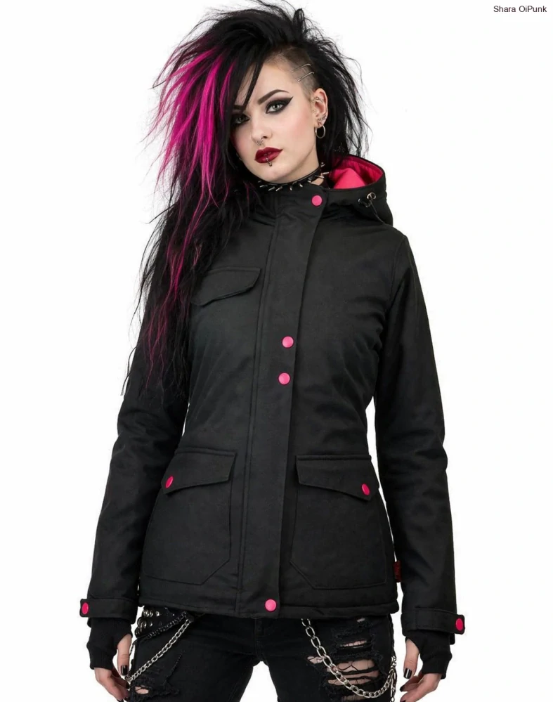 Punk softshellová bunda Shara - černá/růžová