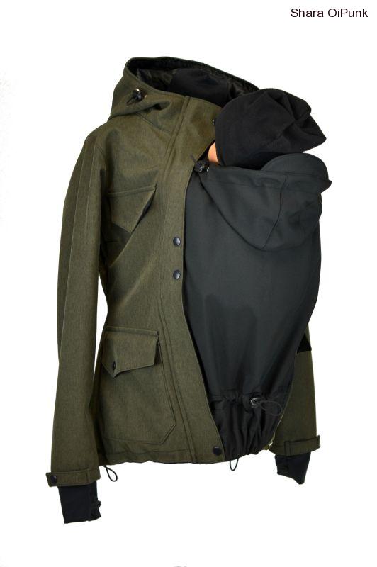 PUNK softshellová bunda nosící - khaki žíhaná změna oliva/černá