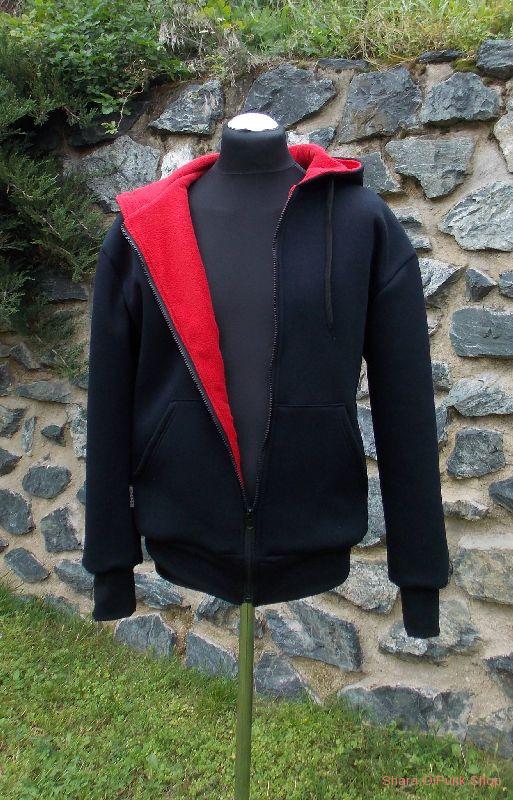 Punk mikina na zip - černá/červená