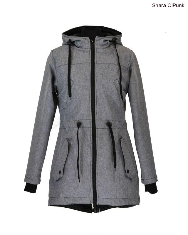 Softshellová nosící parka pro přední nošení- šedá žíhaná 