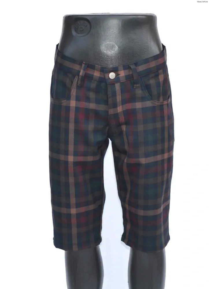 Punk pánské kraťasy - tartan hnědé káro SKLADEM vel.S