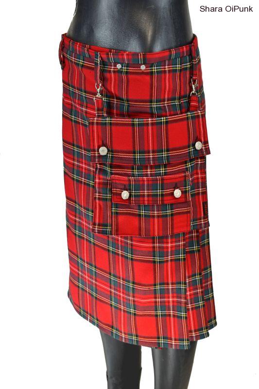 Punk kilt s kapsou - červené káro
