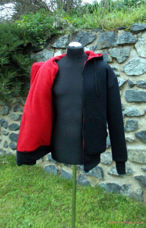 Punk mikina na zip - černá/červená