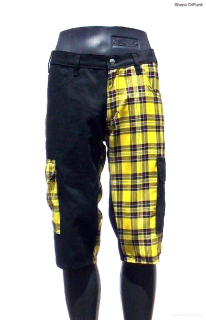 Punk kraťasy kapsáče - černá/žluté káro SKLADEM vel.M