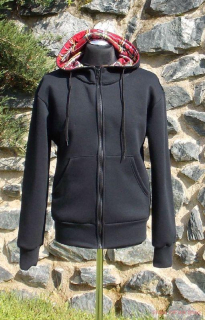 Punk mikina na zip - černá/červené káro