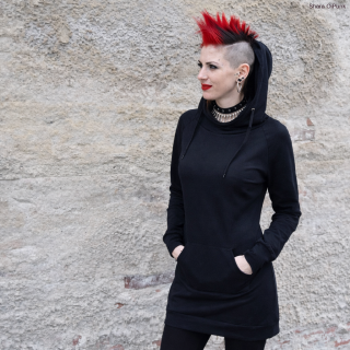 Punk dlouhá mikina - černá