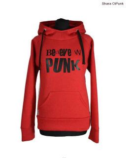 Punk mikina - červená Believe in PUNK