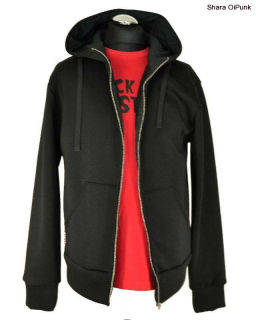 Punk mikina na zip - černá/kovový zip