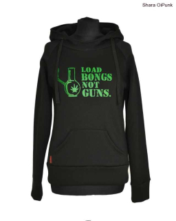 Punk mikina - černá Load bongs not guns