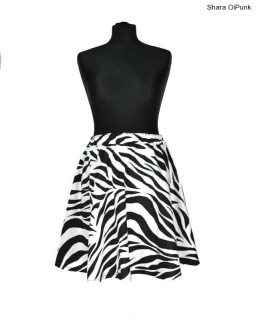 Punk sukně kolová delší- bílá zebra