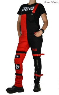 Punk lacláče s pásky červená/černá