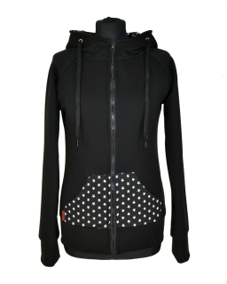Punk mikina na zip - černá/hvězdičky