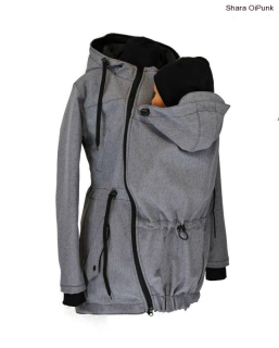 Softshellová nosící parka pro přední nošení- šedá žíhaná 