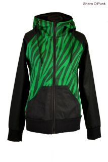 Punk celoroční bunda - zelená zebra/černá SKLADEM 2ks- S