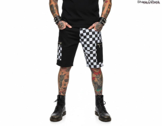 Punk kraťasy kapsáče- černá/bílá SKA/2 zipy 