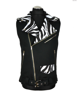 Punk vesta pánská - černá/změna červená zebra+ 3 nášivky v popisku SKLADEM vel.XLbílá zebra