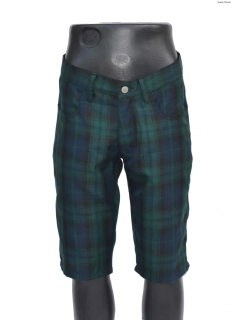 Punk kraťasy - tartan zeleno modré káro SKLADEM vel.M