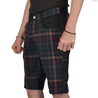 Punk pánské kraťasy - černá/tartan hnědé káro SKLADEM vel.S