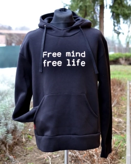Punk mikina černá FREE MIND FREE LIFE