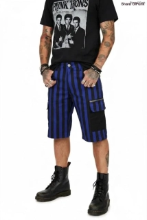 Punk kraťasy kapsáče - černá/modrý pruh