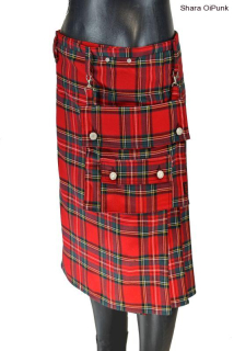 Punk kilt s kapsou - červené káro