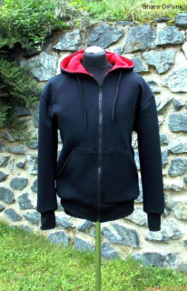 Punk mikina na zip - černá/červená