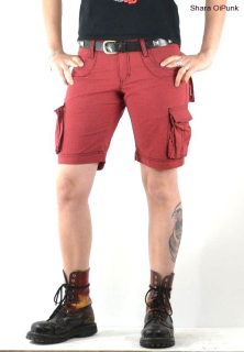 Punk kraťasy kapsáče, zadní kapsy s patkou -  ZMĚNA jasně červená